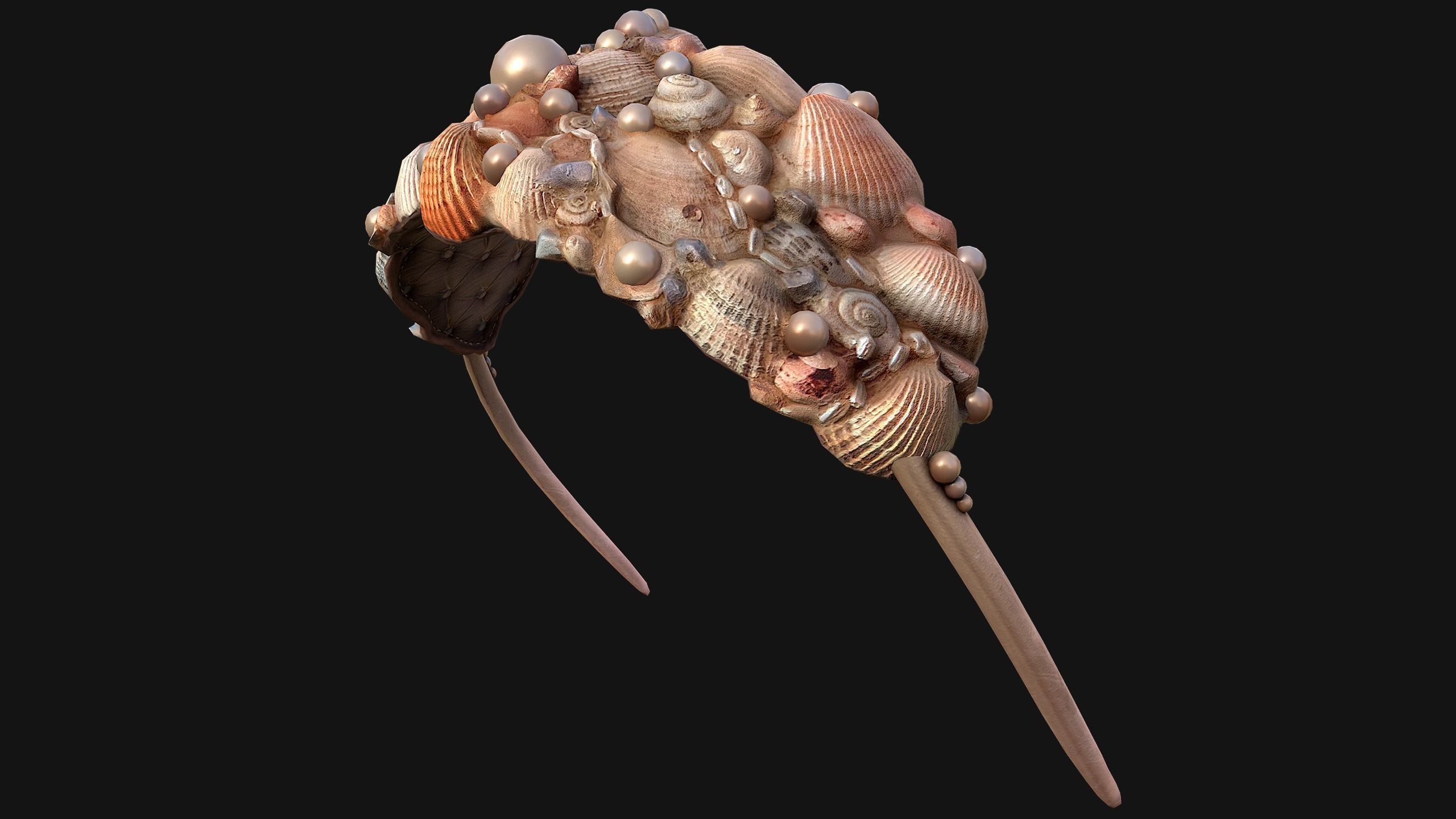 Sea Crown Mermaid Hair Band  Low-poly 3D model_15