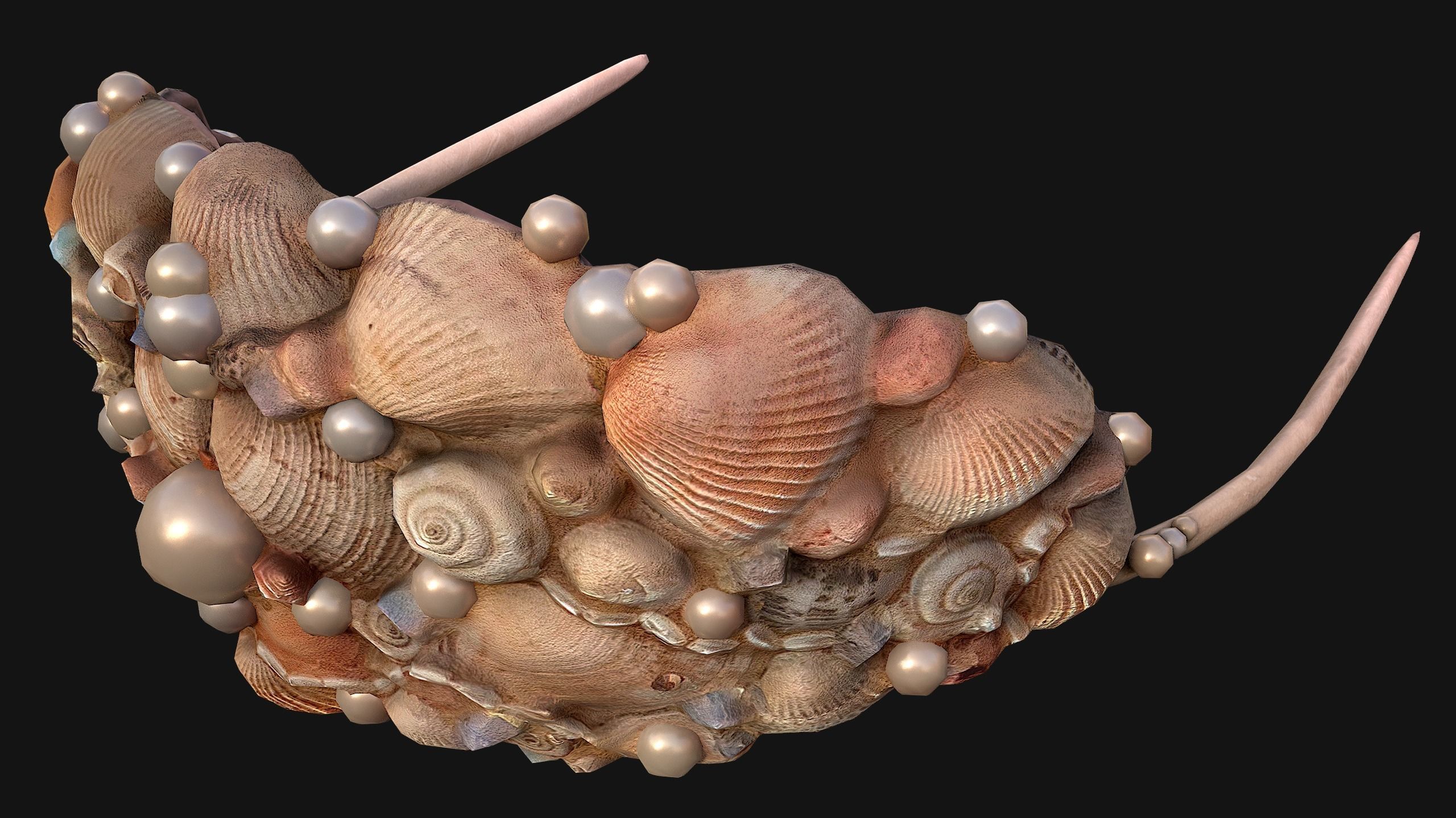 Sea Crown Mermaid Hair Band  Low-poly 3D model_17