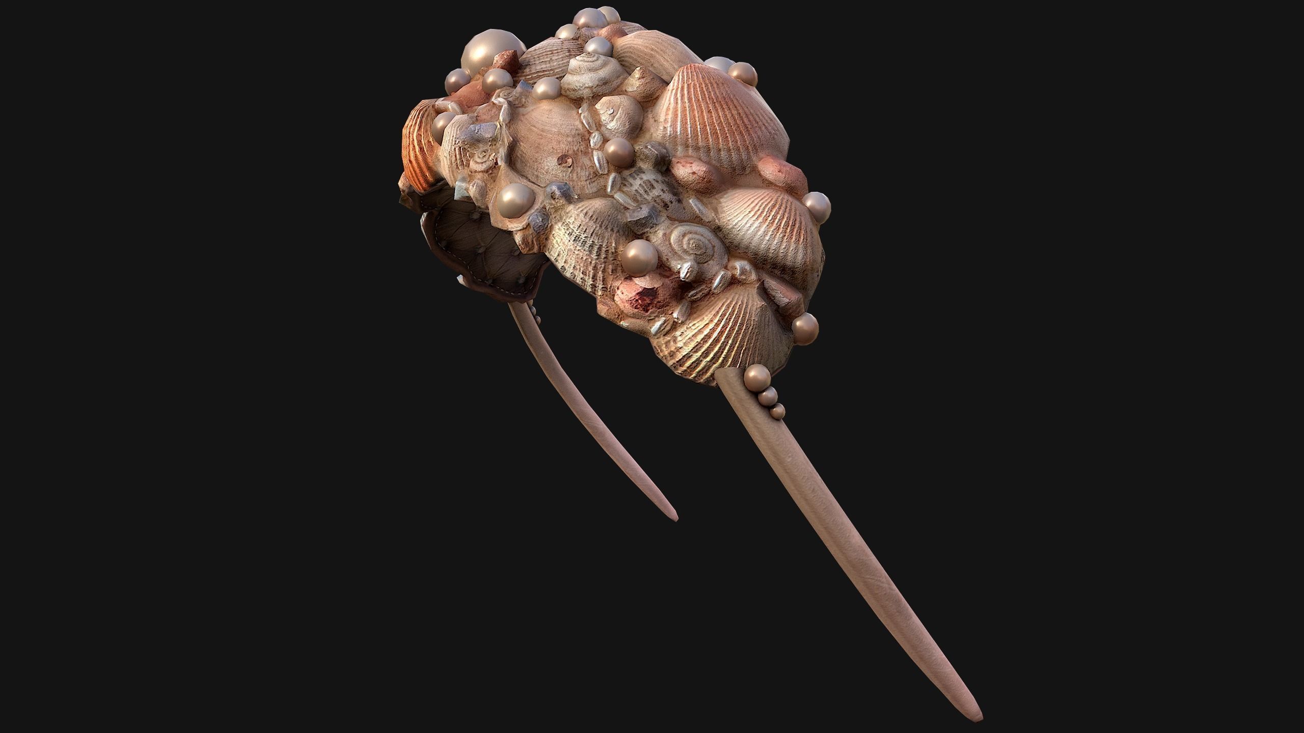 Sea Crown Mermaid Hair Band  Low-poly 3D model_14