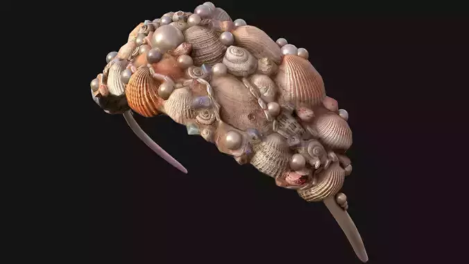Sea Crown Mermaid Hair Band  Low-poly 3D model