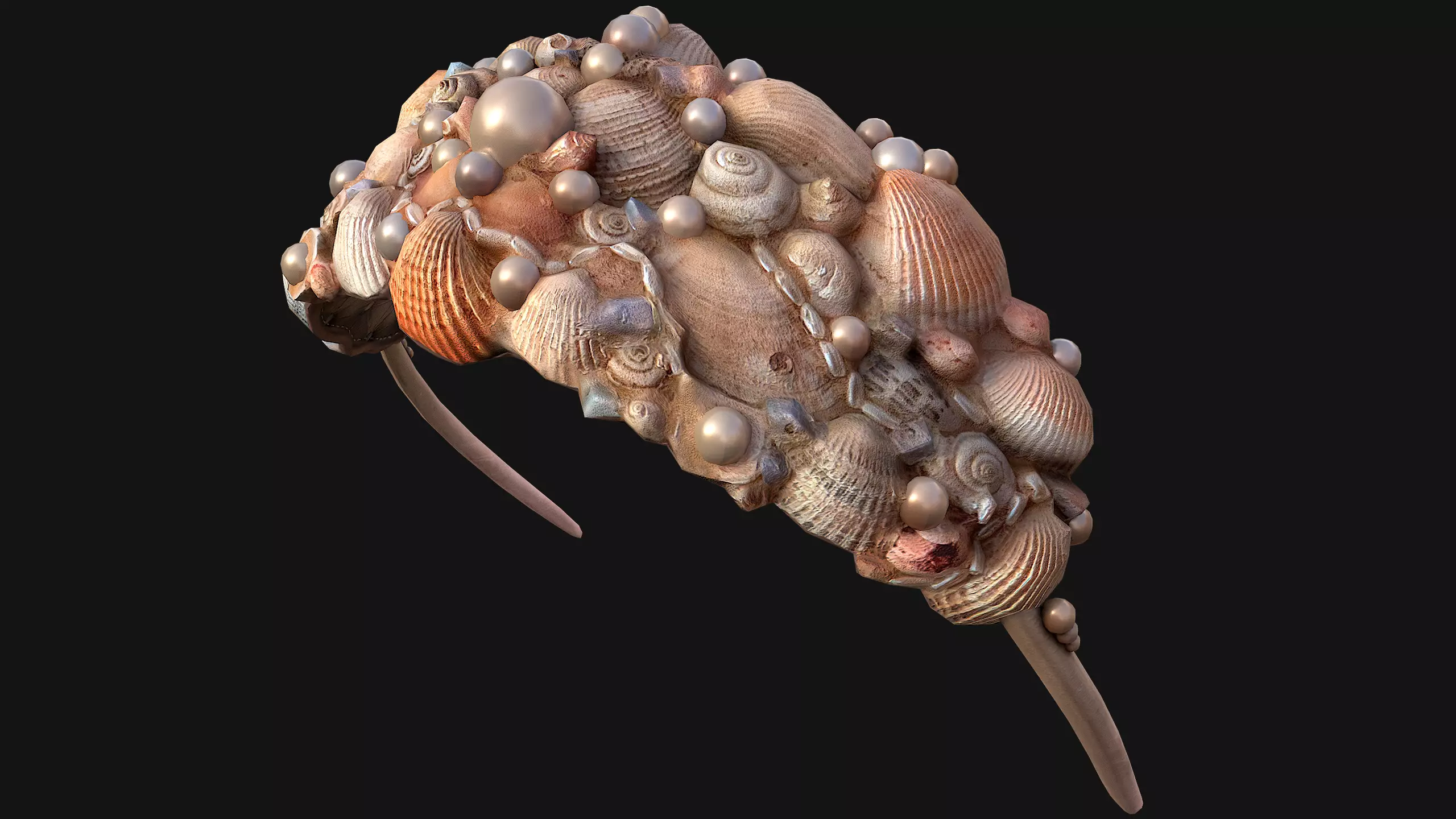 Sea Crown Mermaid Hair Band  Low-poly 3D model_0