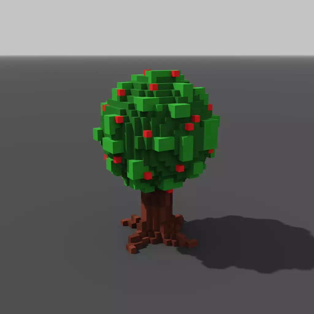 Voxel Trees Low-poly 3D model_0