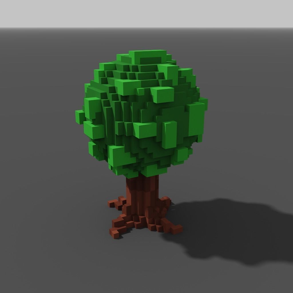 Voxel Trees Low-poly 3D model_1