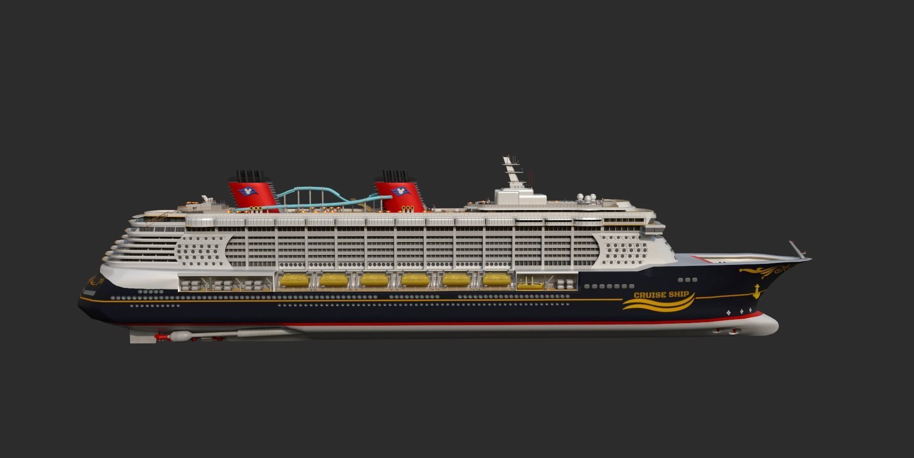 Cruise Ship Low-poly 3D model_2