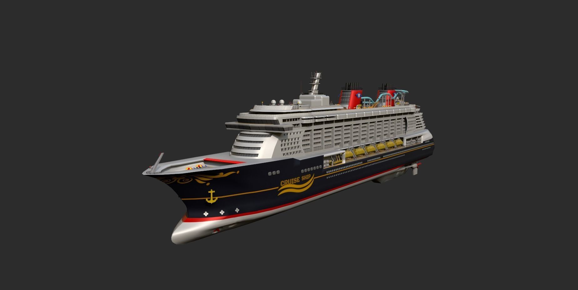 Cruise Ship Low-poly 3D model_1