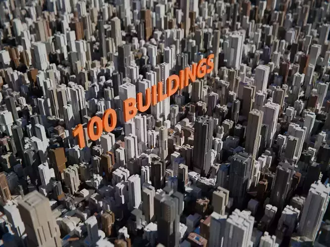 Sci-Fi Futuristic Low Poly Buildings pack - 100 Buildings