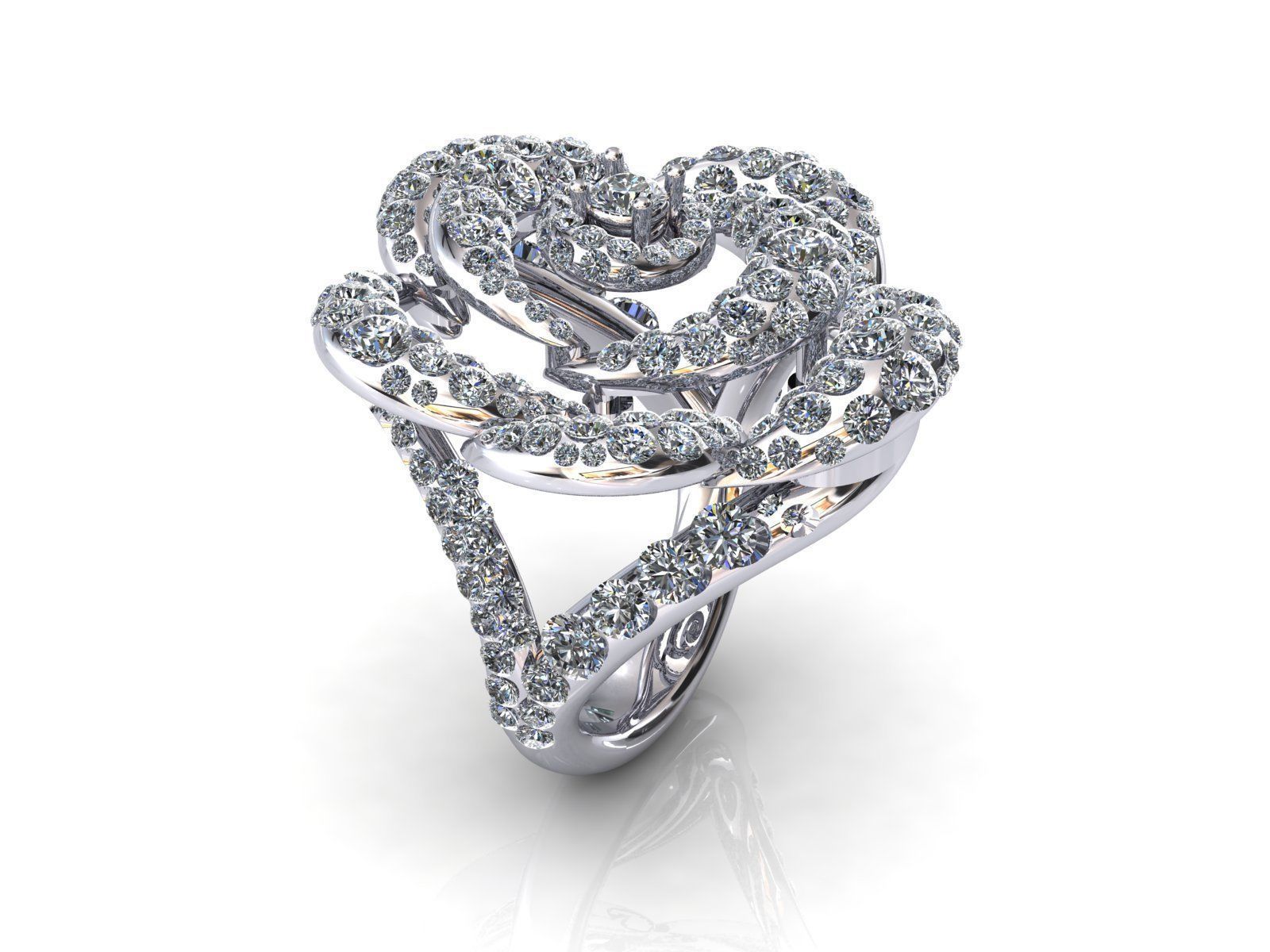 Camelia Ring Diamonds Pave 3D print model_3