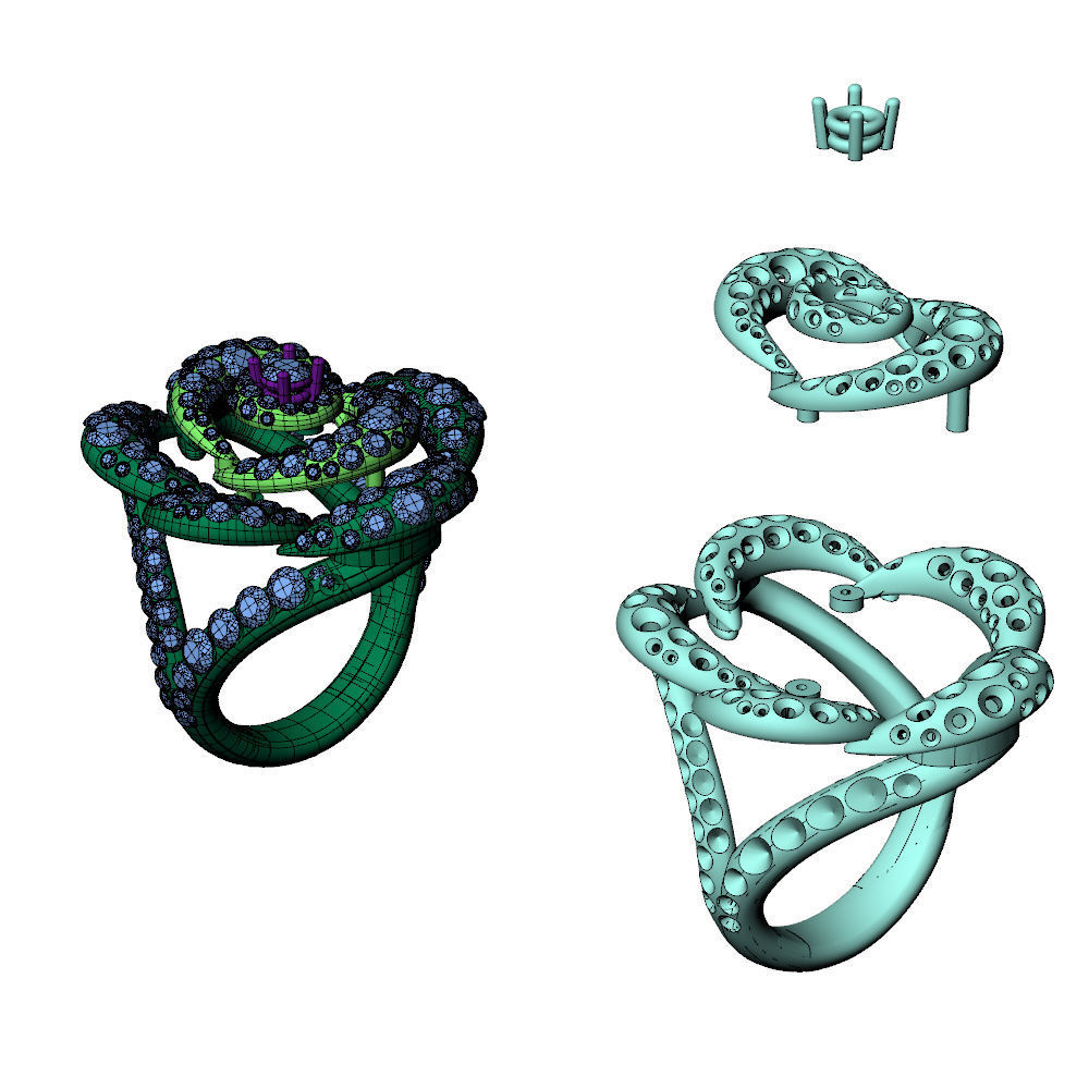 Camelia Ring Diamonds Pave 3D print model_7