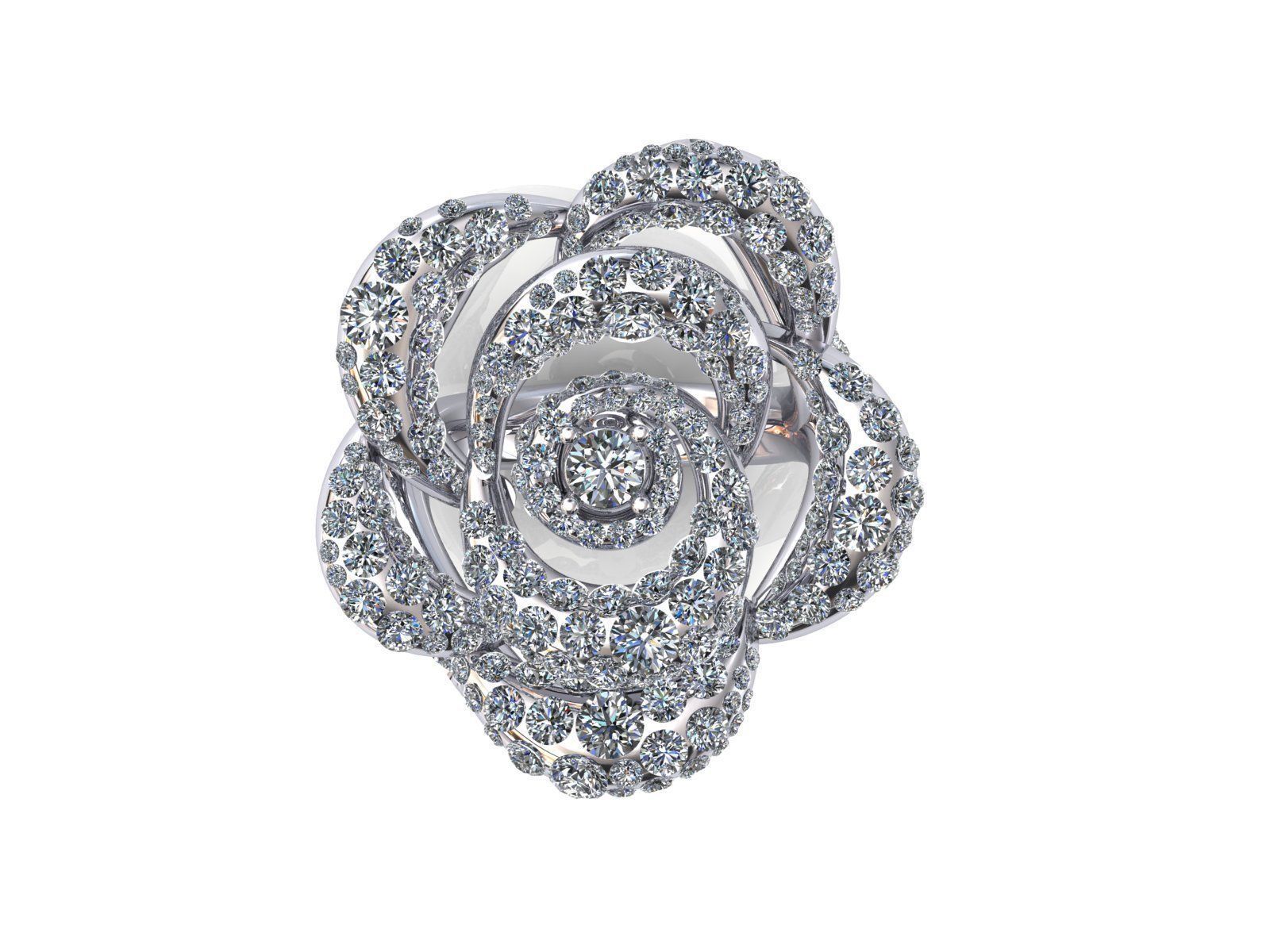 Camelia Ring Diamonds Pave 3D print model_1