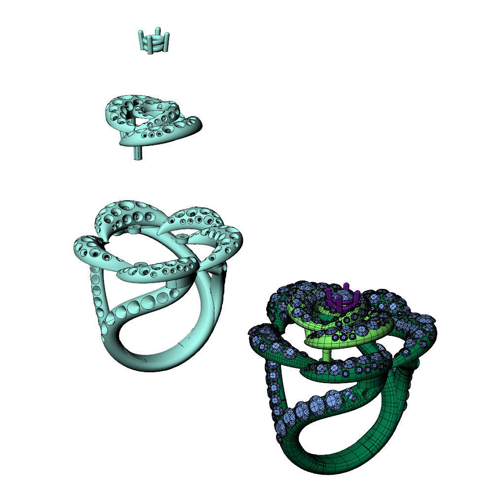 Camelia Ring Diamonds Pave 3D print model_9