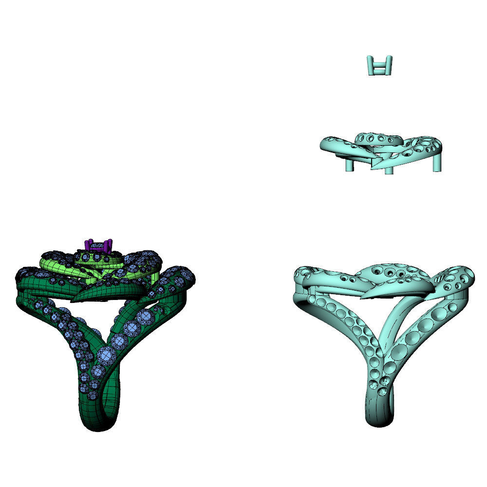 Camelia Ring Diamonds Pave 3D print model_8