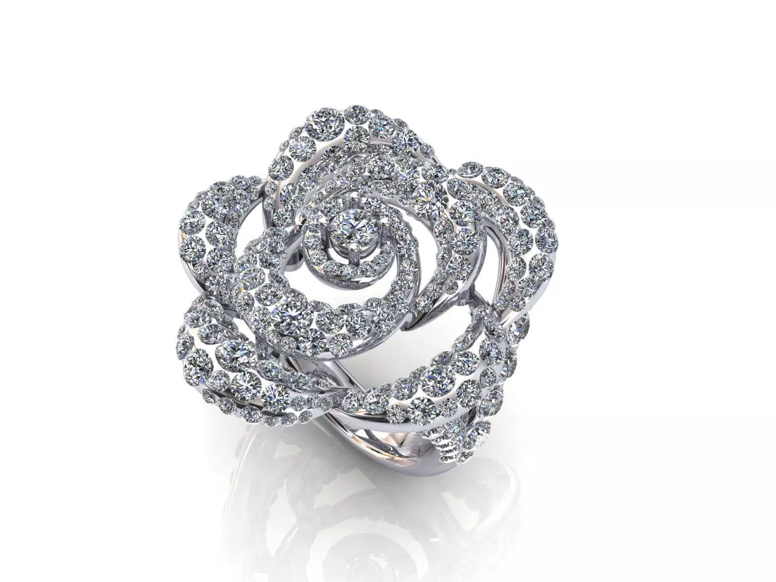Camelia Ring Diamonds Pave 3D print model_0