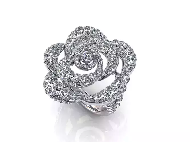 Camelia Ring Diamonds Pave