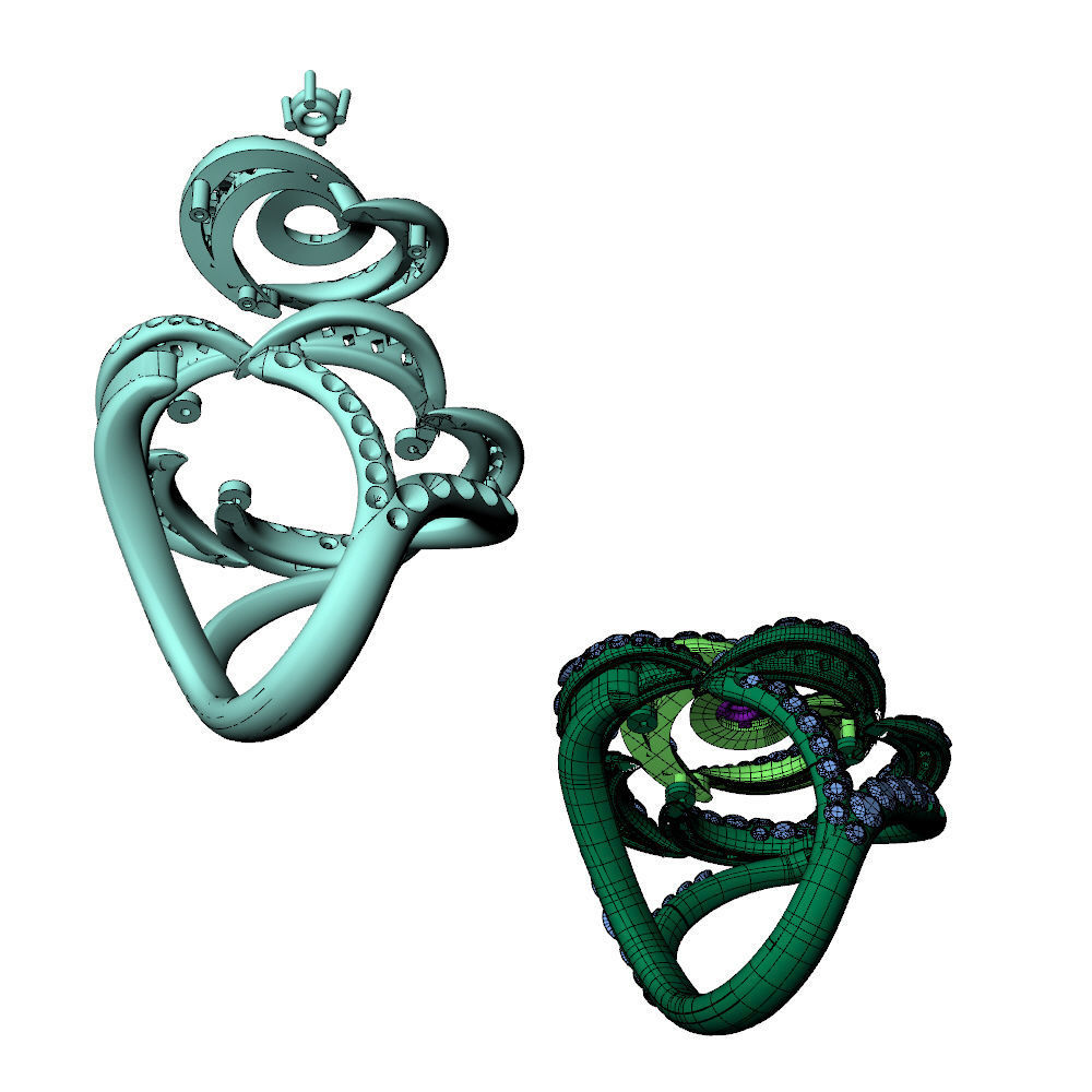 Camelia Ring Diamonds Pave 3D print model_11