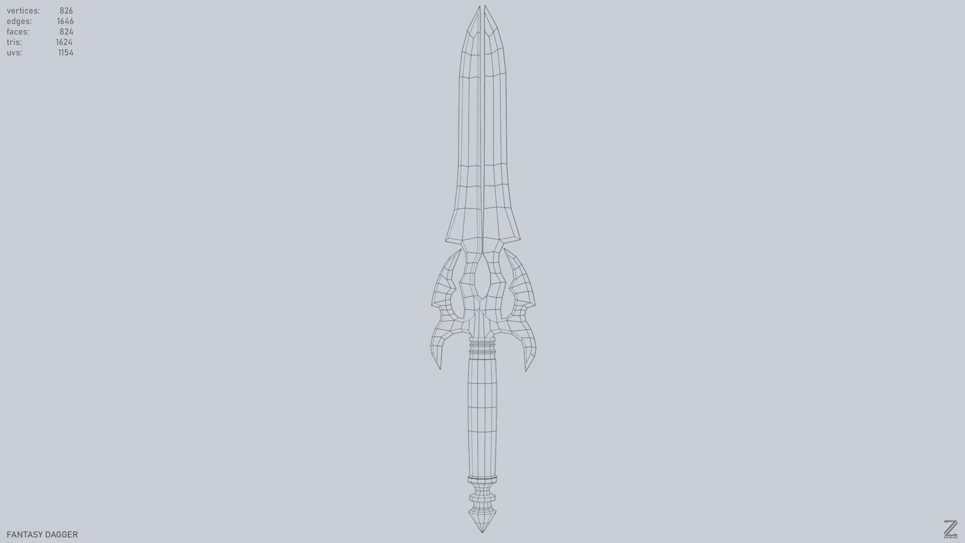 Fantasy dagger Low-poly 3D model_9