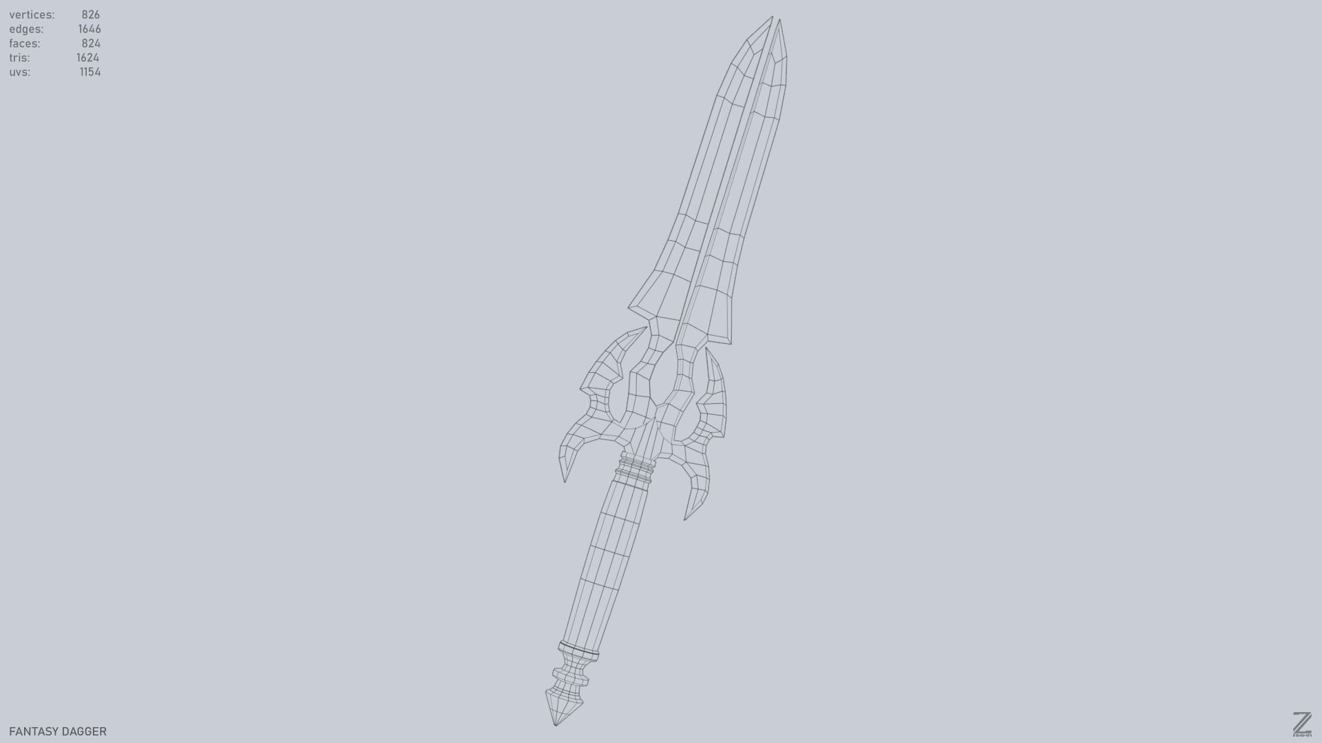 Fantasy dagger Low-poly 3D model_15