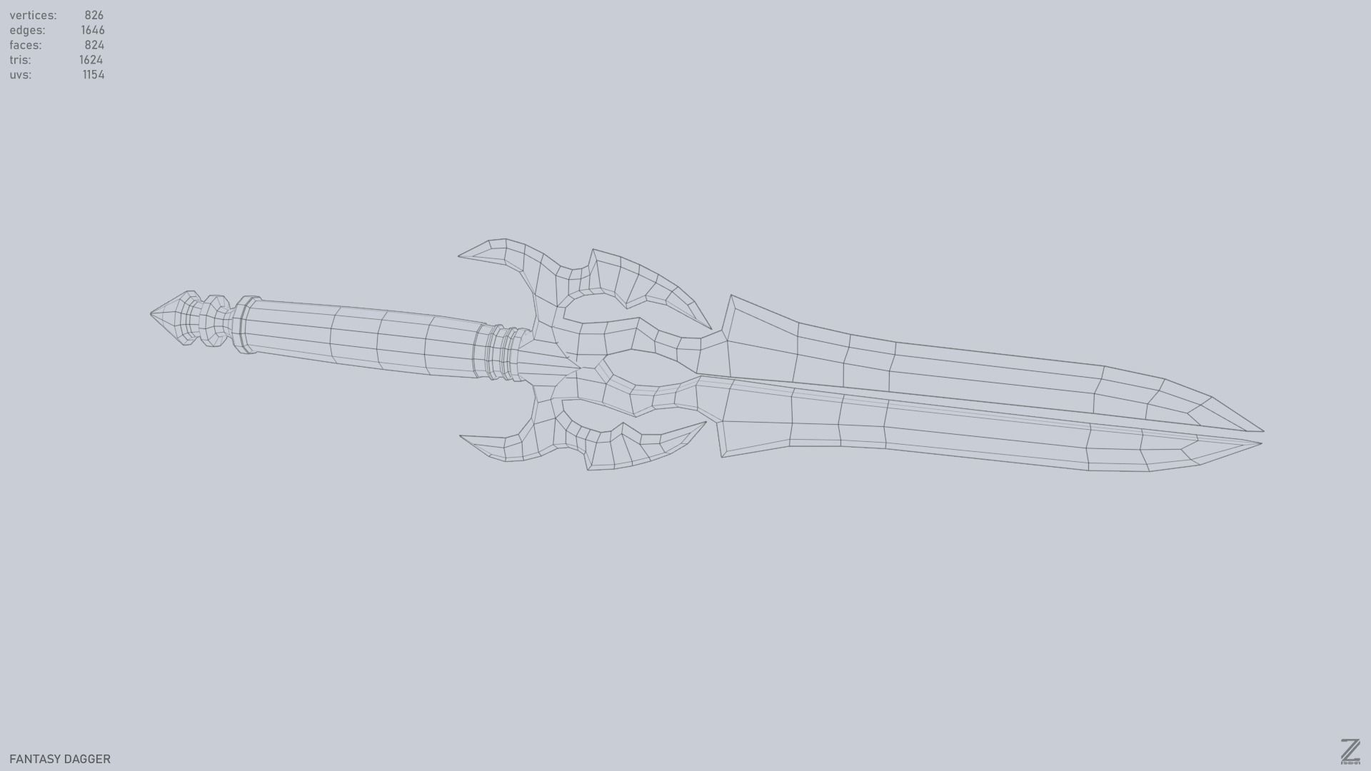 Fantasy dagger Low-poly 3D model_14
