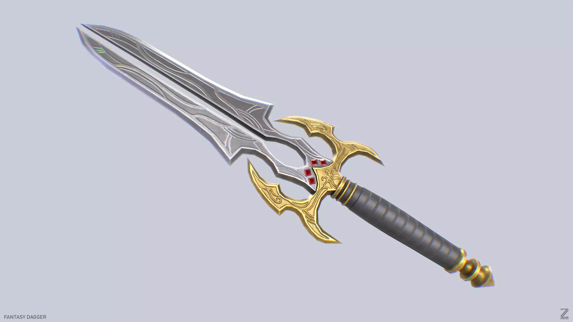Fantasy dagger Low-poly 3D model_0