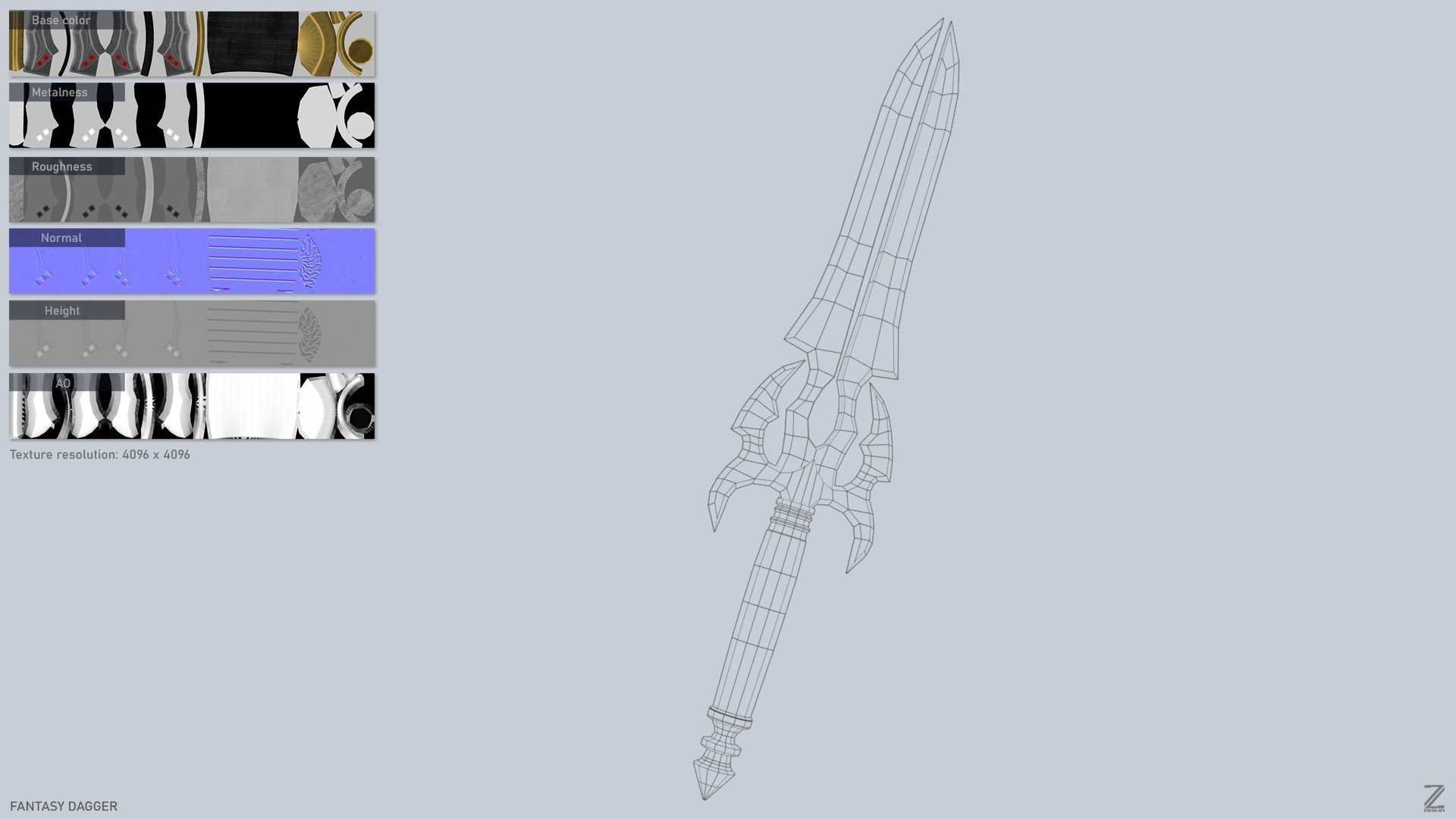 Fantasy dagger Low-poly 3D model_3