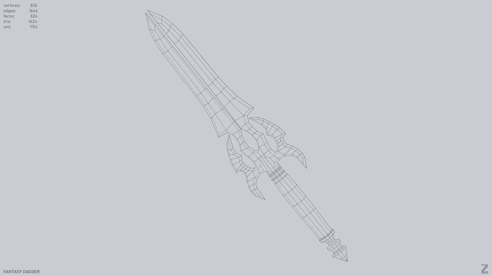 Fantasy dagger Low-poly 3D model_10