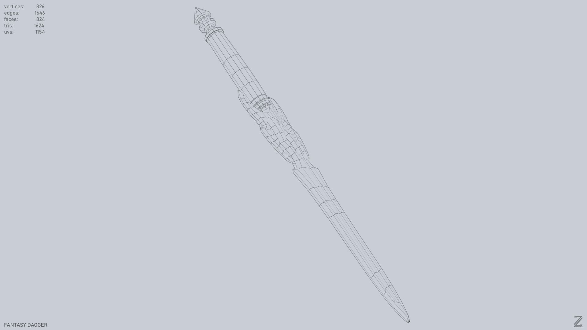 Fantasy dagger Low-poly 3D model_13