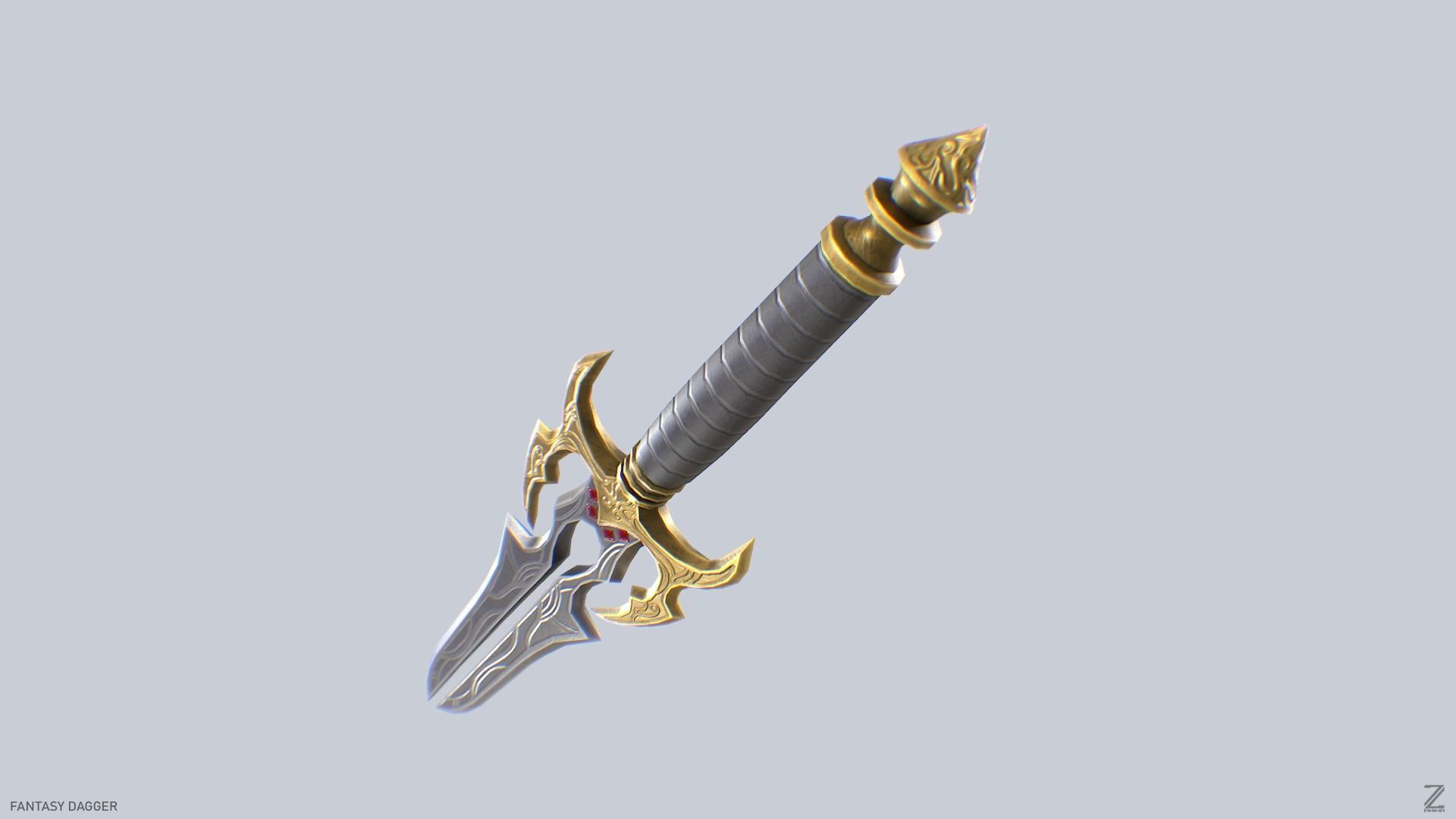 Fantasy dagger Low-poly 3D model_6