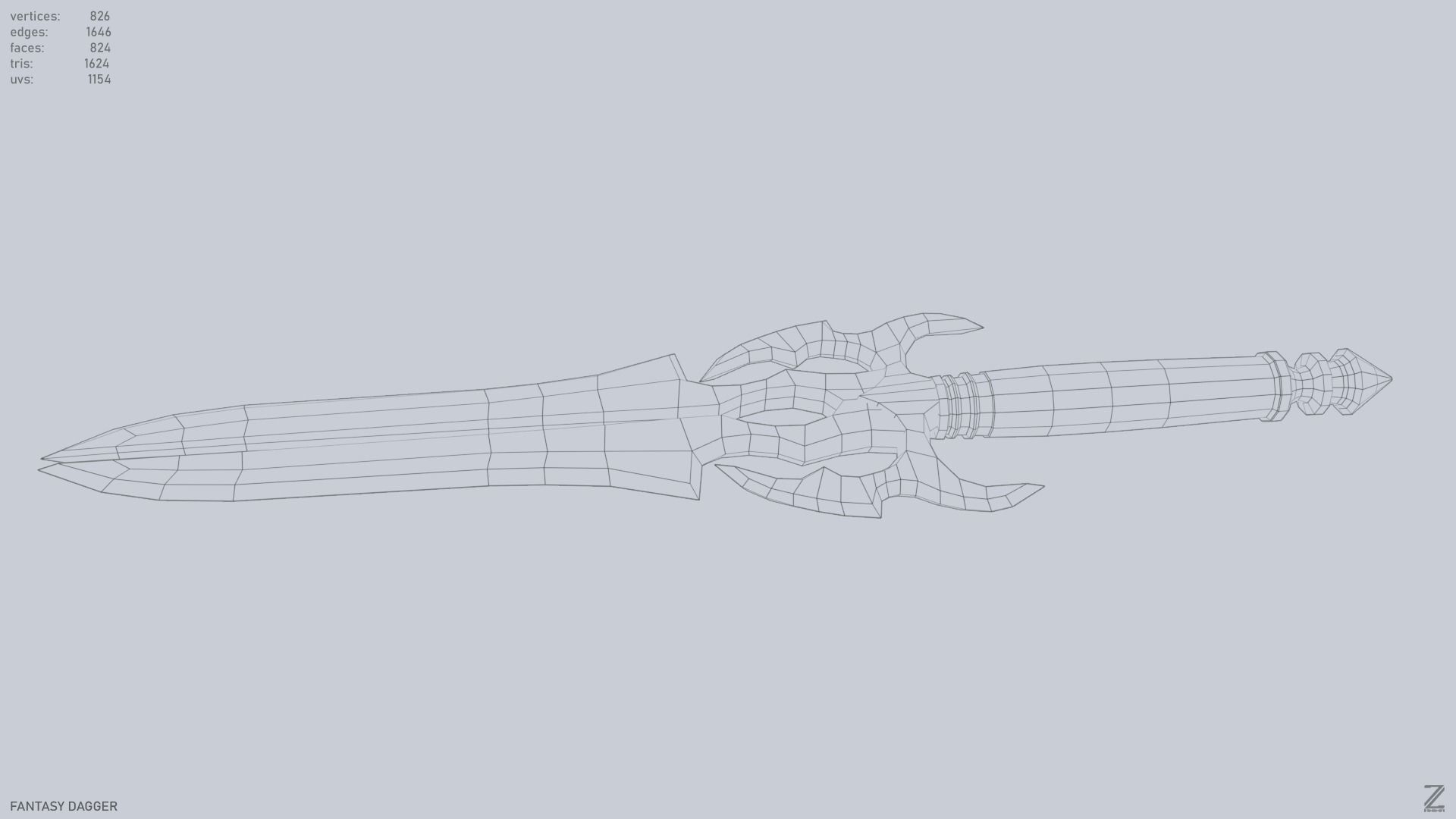 Fantasy dagger Low-poly 3D model_11