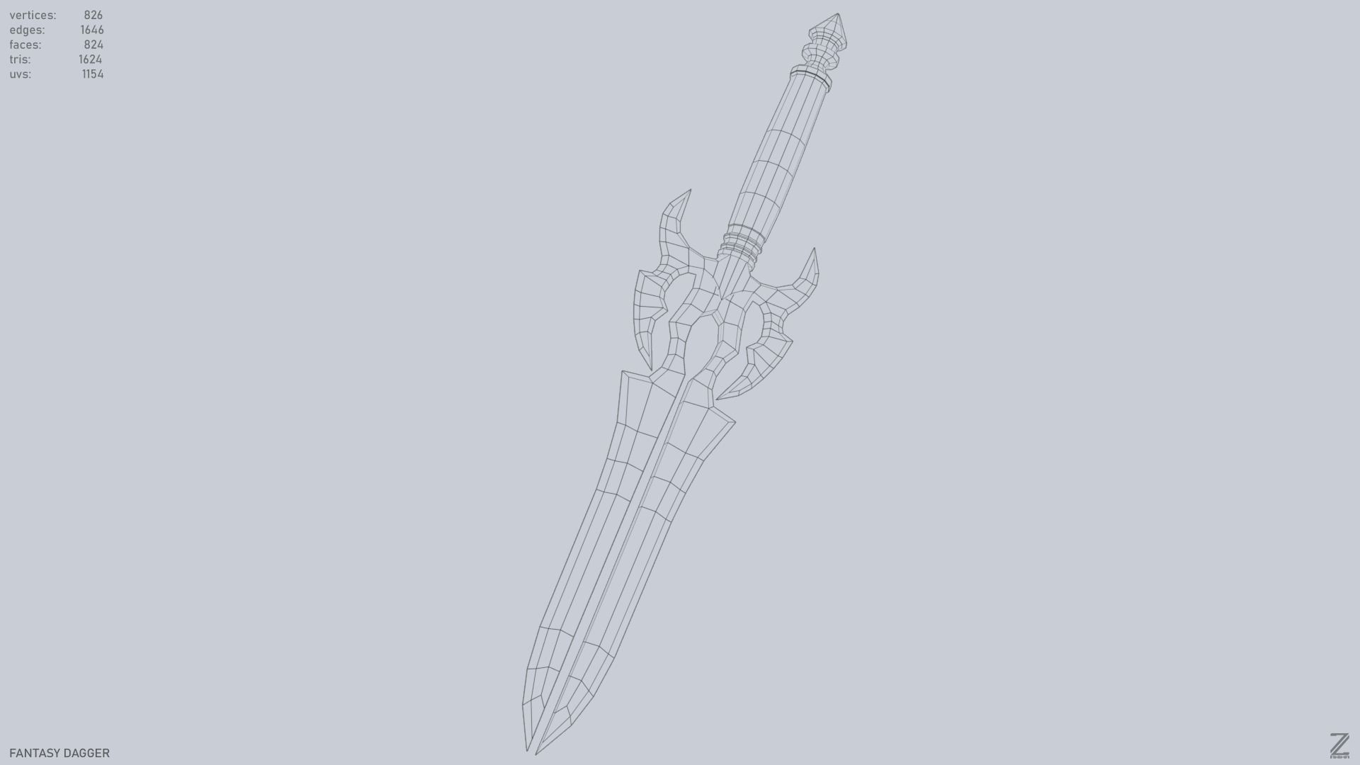 Fantasy dagger Low-poly 3D model_12