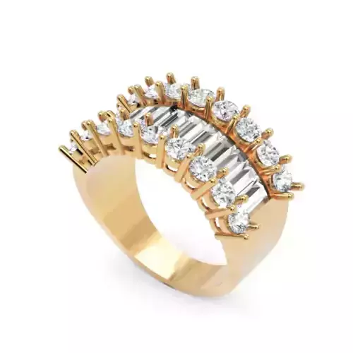 Baguette Round Diamond Band Ring 3D Printable Jewelry Model 3D print model