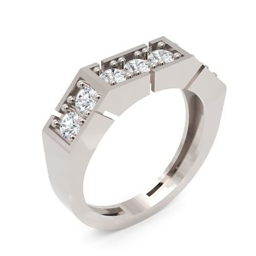 Channel Set Diamond Ring Bold Modern Band Design 3D print model
