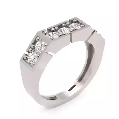 Channel Set Diamond Ring Bold Modern Band Design