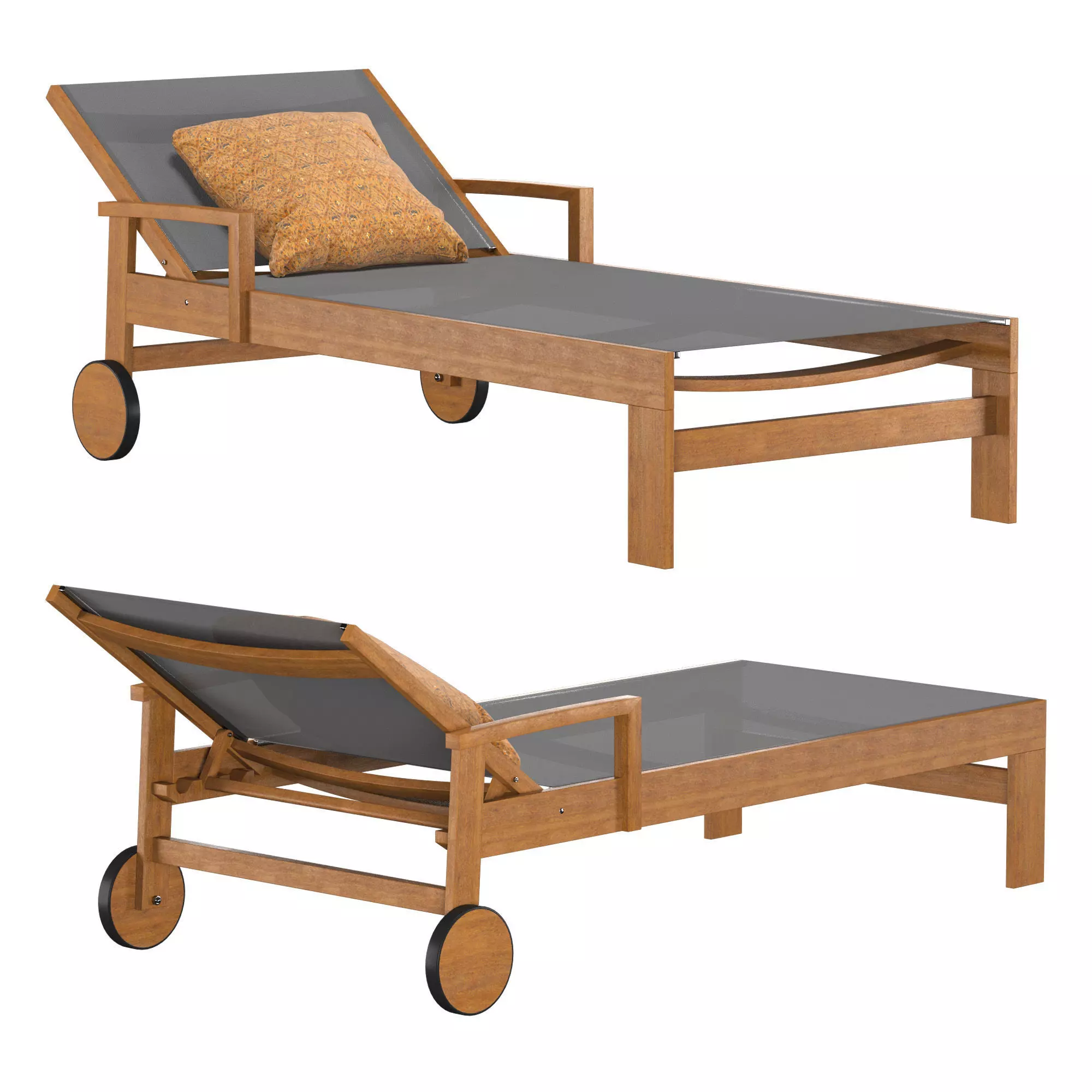 Sunlounger Kayu kaya 2 3D model