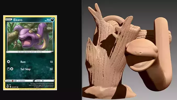 Ekans hanging on tree Pokemon OBJ STL 3D print model
