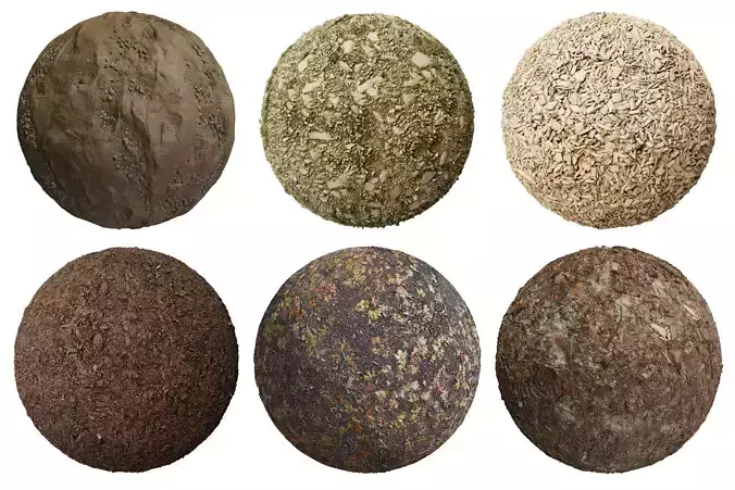 Pack 6 Ground Dirt Soil Real PBR 4K
