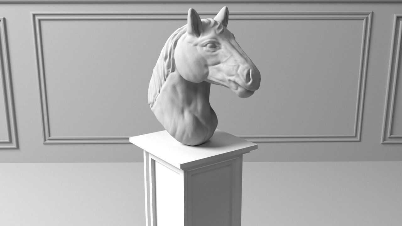 Horse Head Sculpture 3D model_1