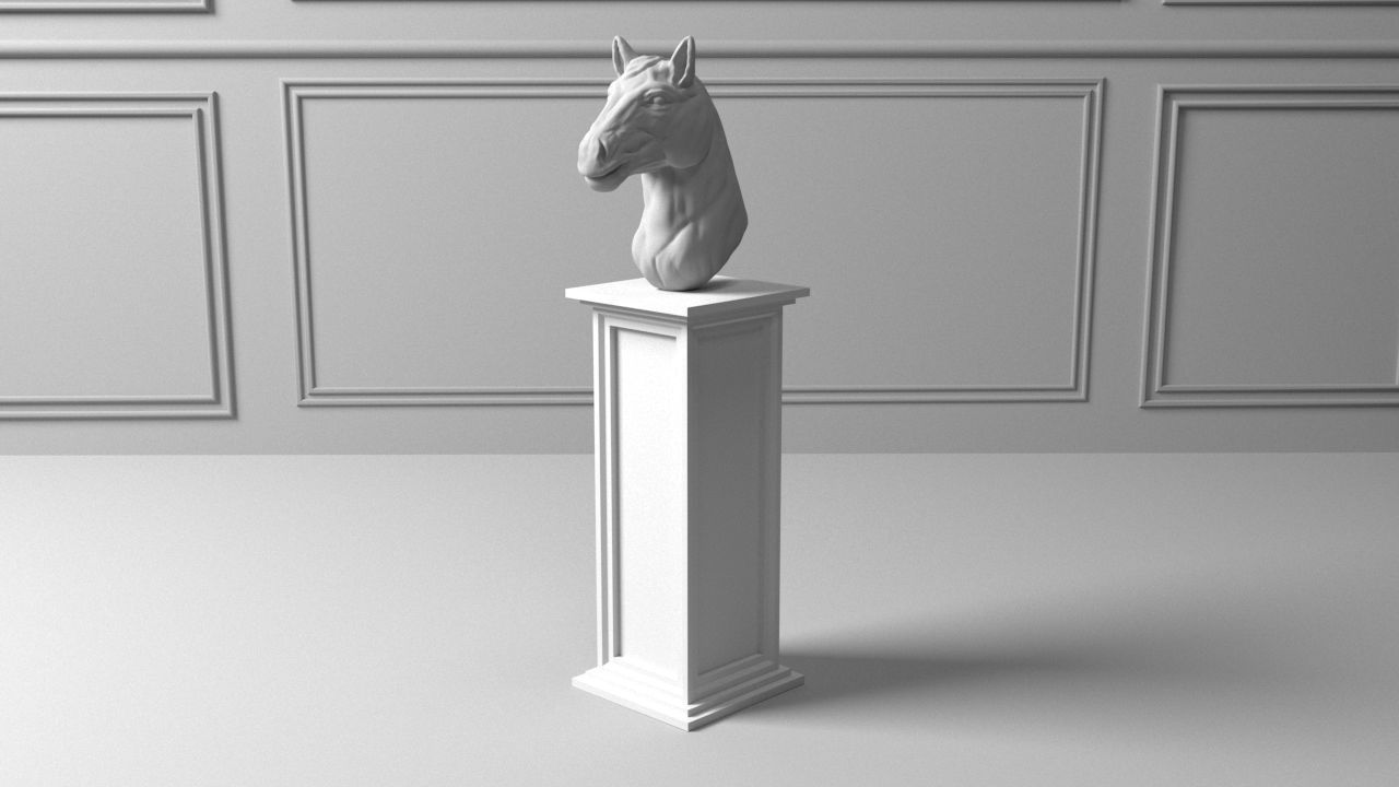Horse Head Sculpture 3D model_3