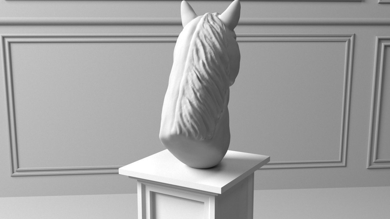 Horse Head Sculpture 3D model_2