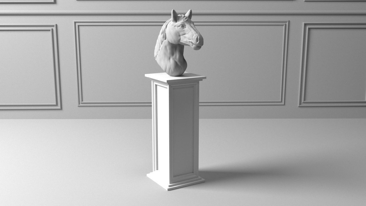 Horse Head Sculpture 3D model_4