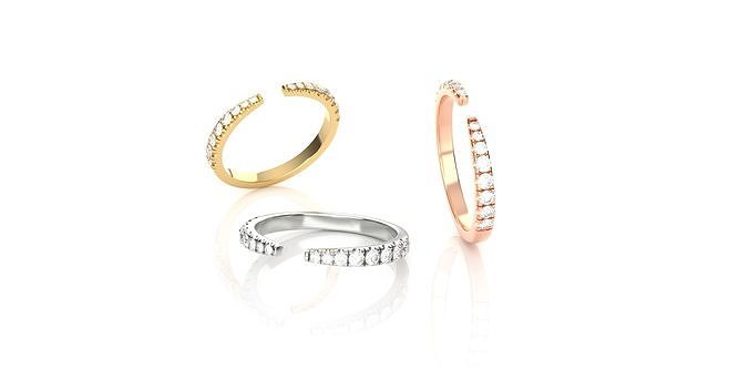 Semi Eternity Diamond Wedding Band 3D print model