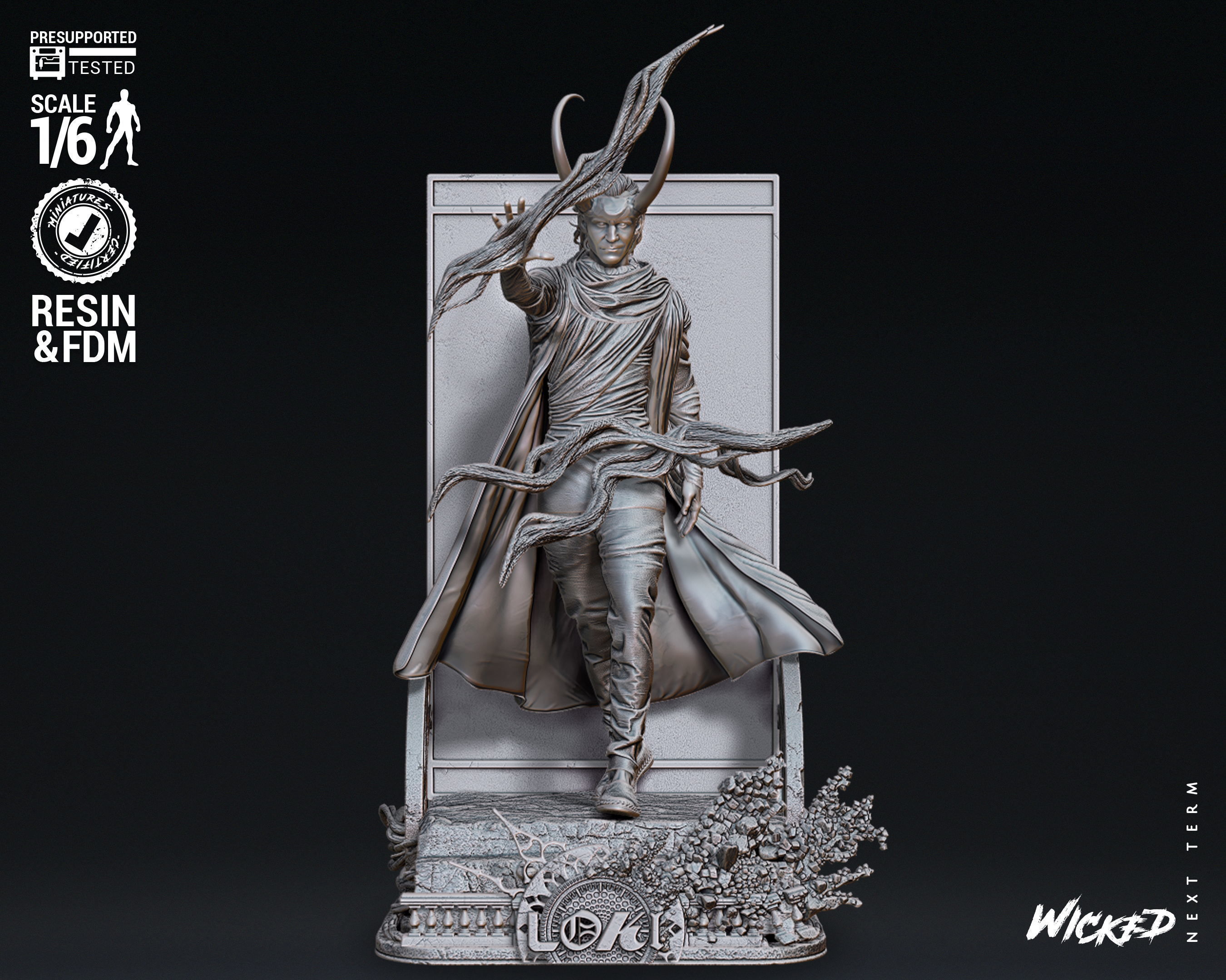 Wicked Marvel Loki God Sculpture Tested for 3D printing 3D print model_6
