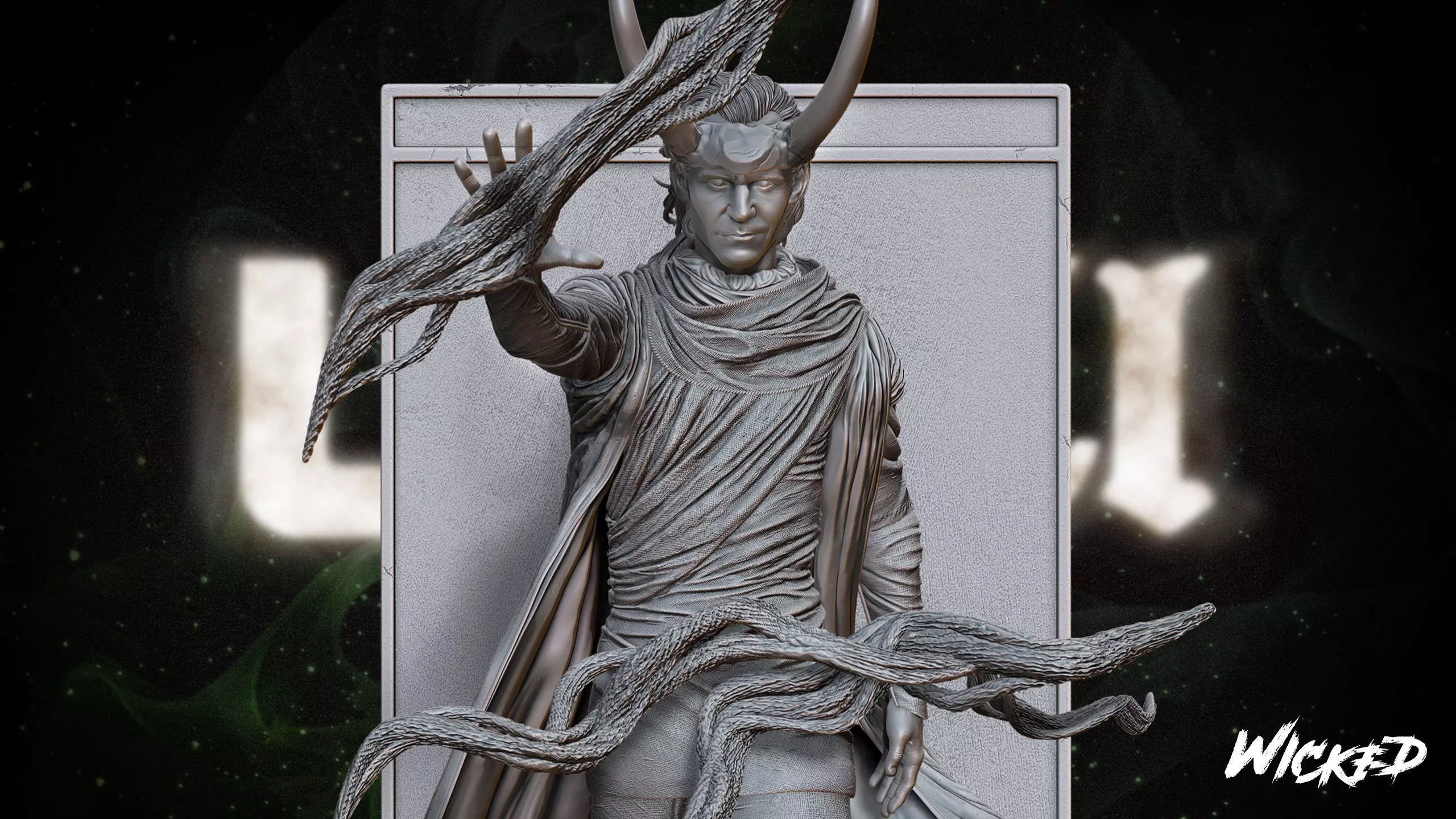 Wicked Marvel Loki God Sculpture Tested for 3D printing 3D print model_0
