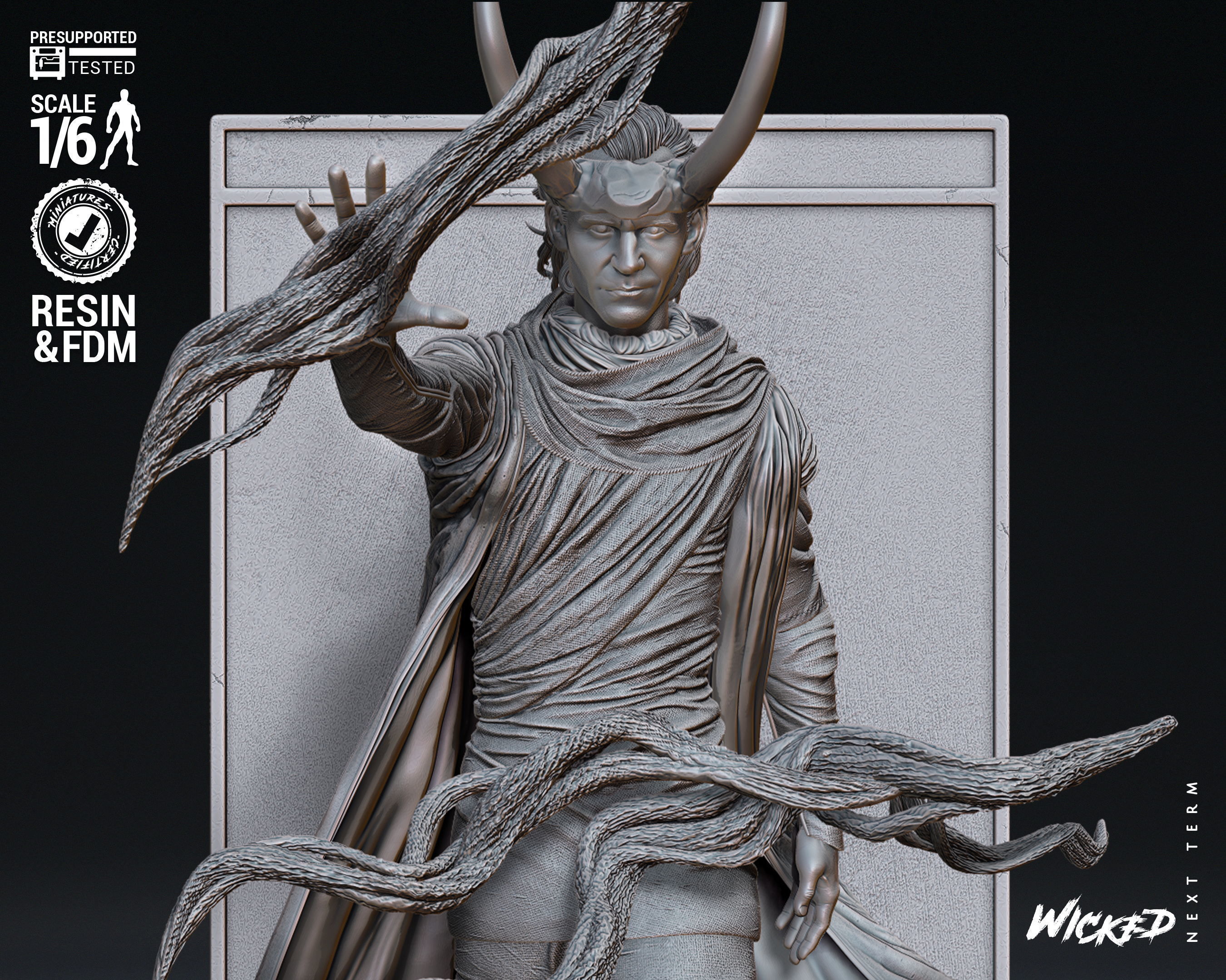 Wicked Marvel Loki God Sculpture Tested for 3D printing 3D print model_32