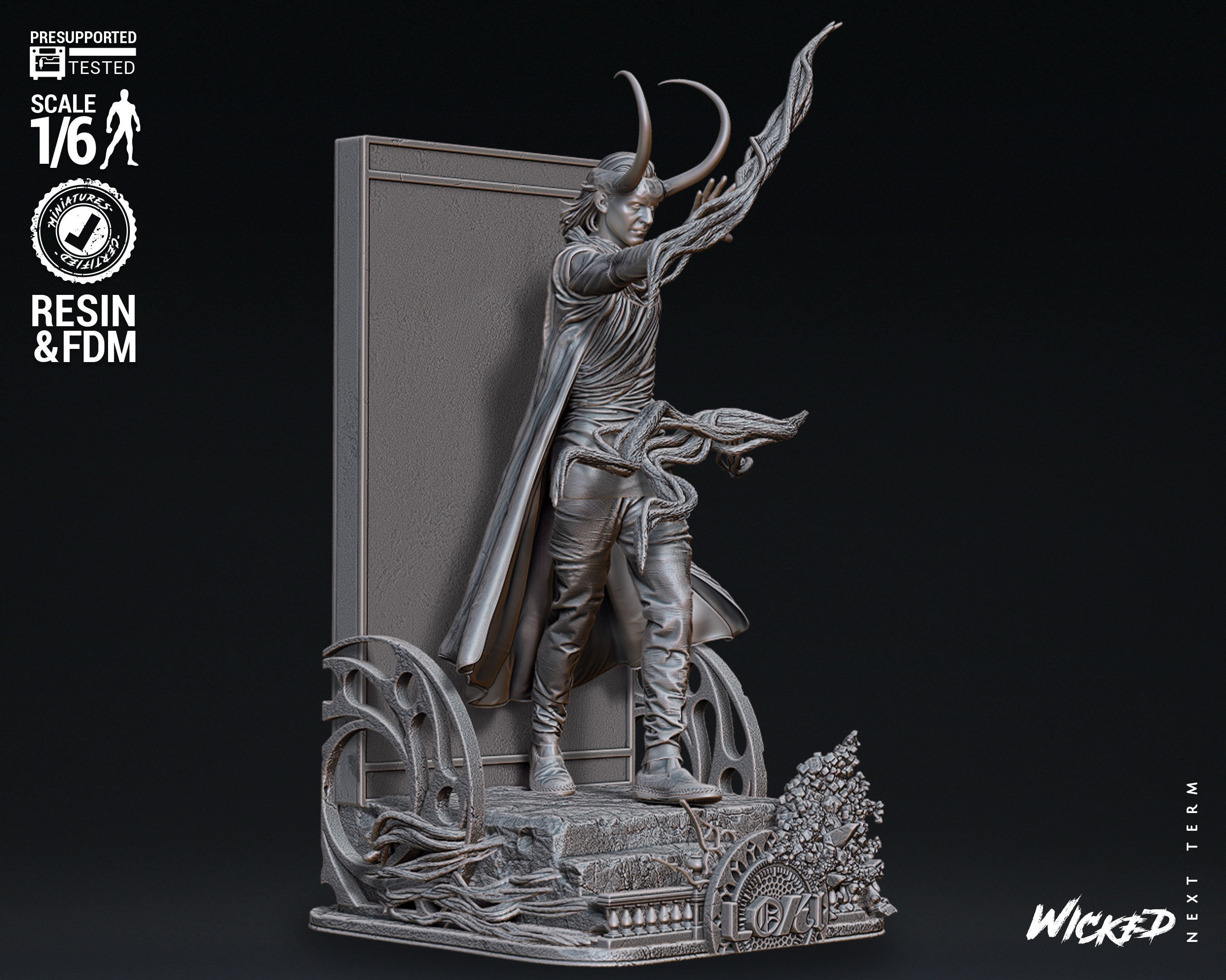 Wicked Marvel Loki God Sculpture Tested for 3D printing 3D print model_27