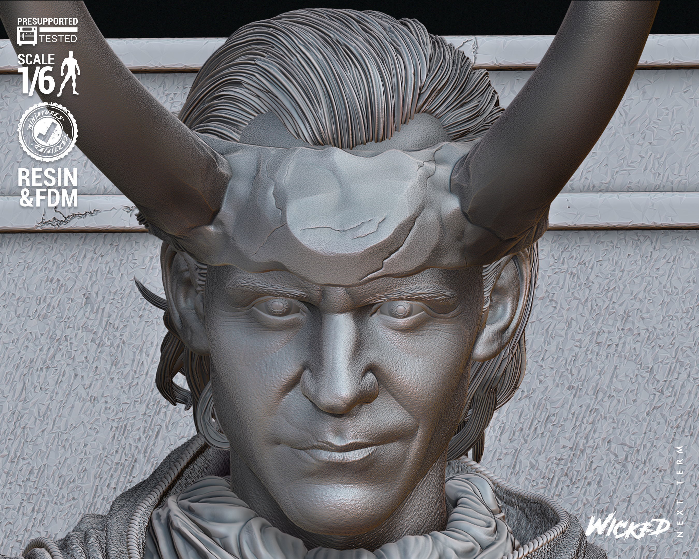 Wicked Marvel Loki God Sculpture Tested for 3D printing 3D print model_42
