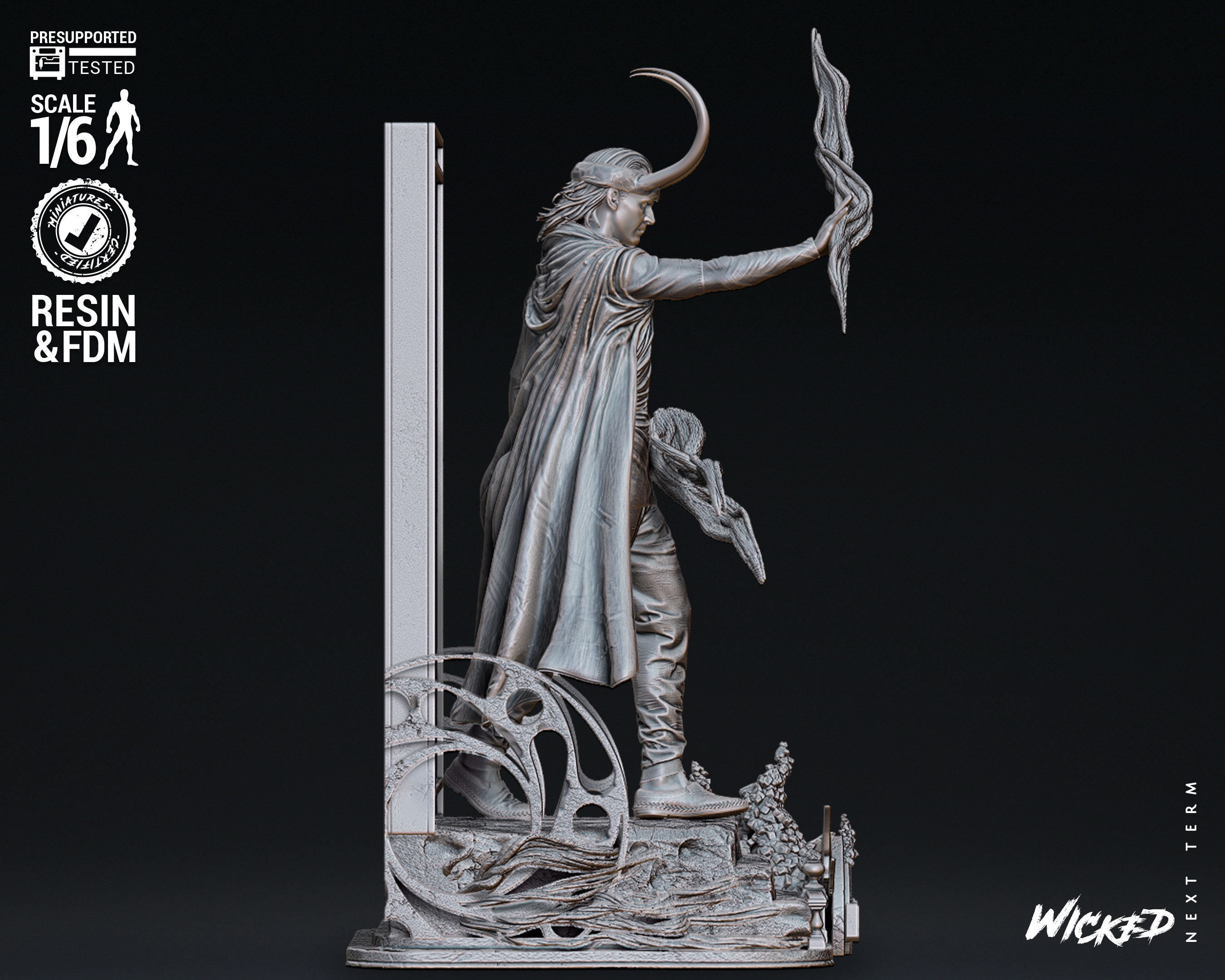 Wicked Marvel Loki God Sculpture Tested for 3D printing 3D print model_21