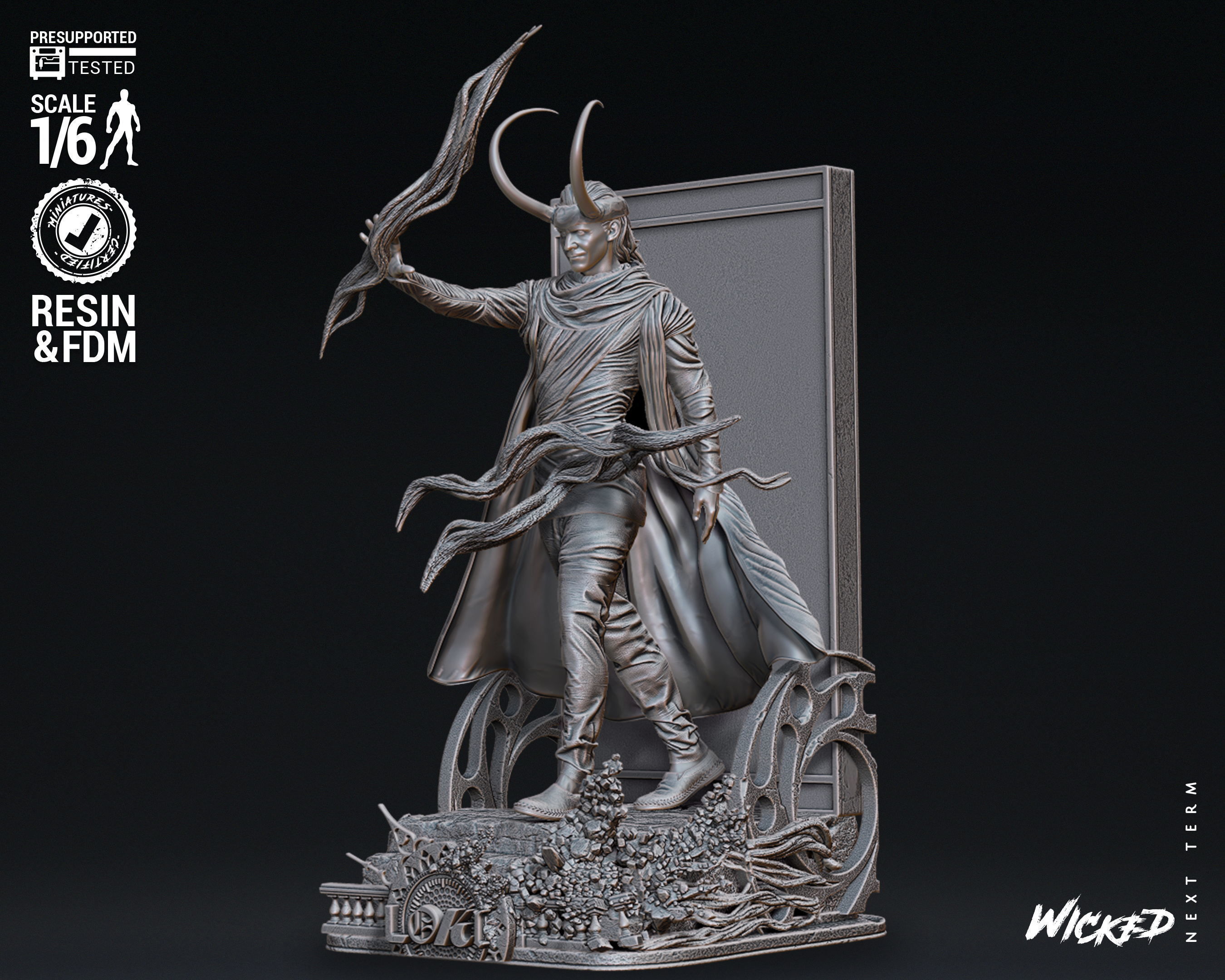 Wicked Marvel Loki God Sculpture Tested for 3D printing 3D print model_8