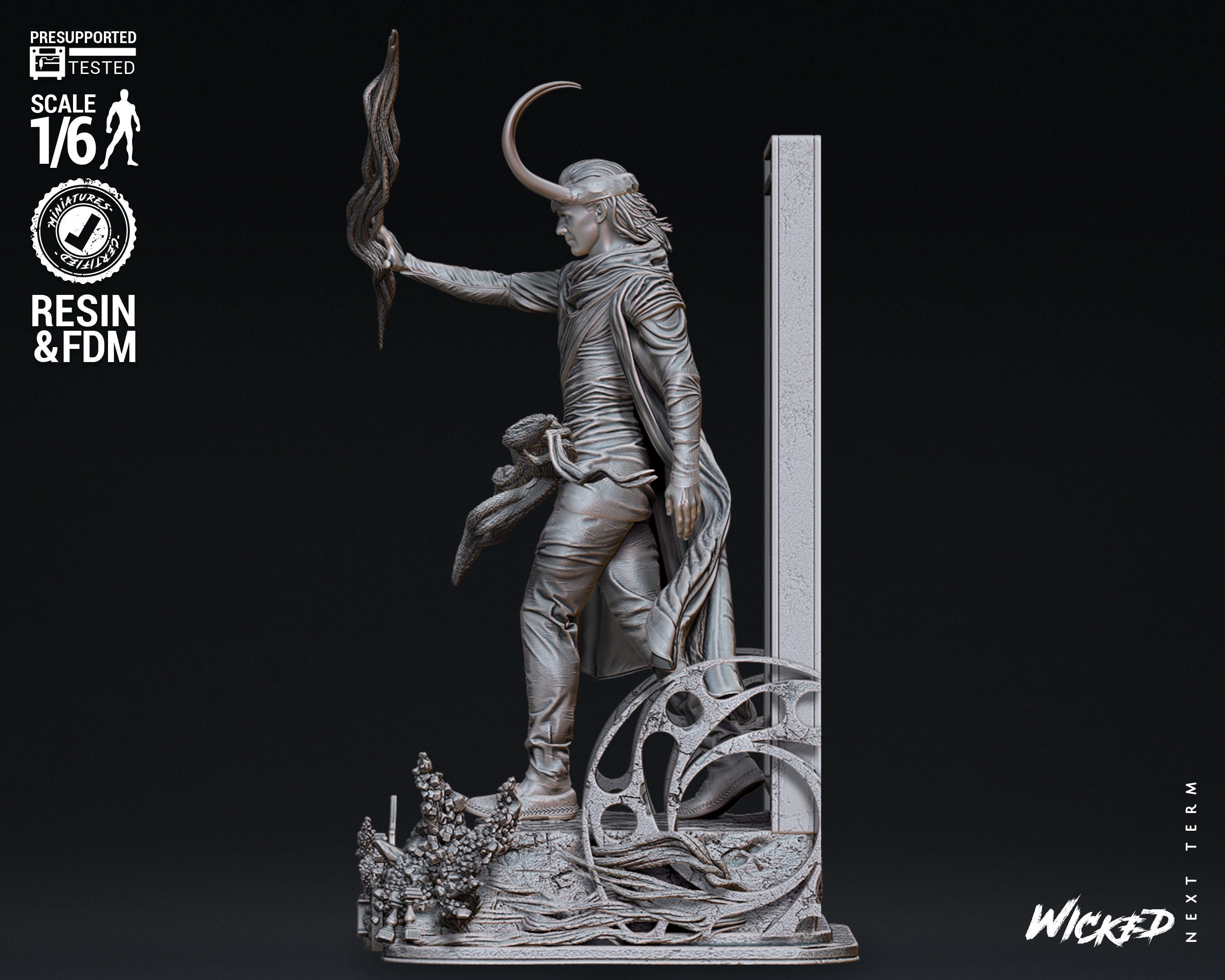 Wicked Marvel Loki God Sculpture Tested for 3D printing 3D print model_12