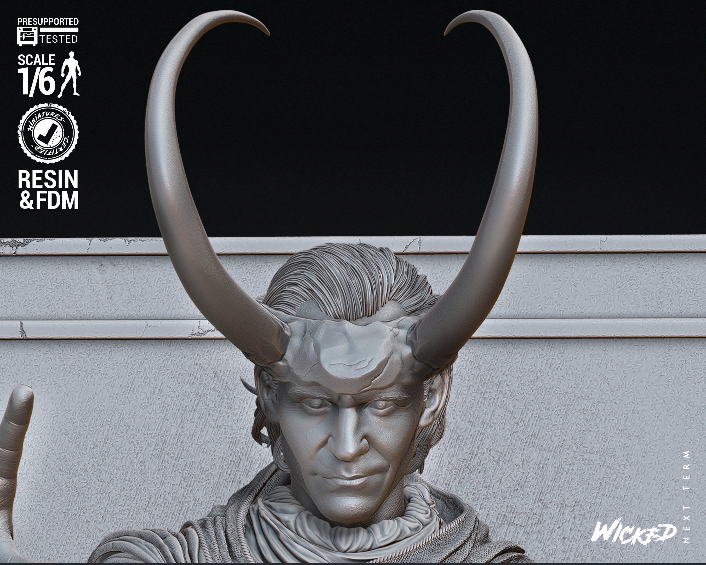 Wicked Marvel Loki God Sculpture Tested for 3D printing 3D print model_37
