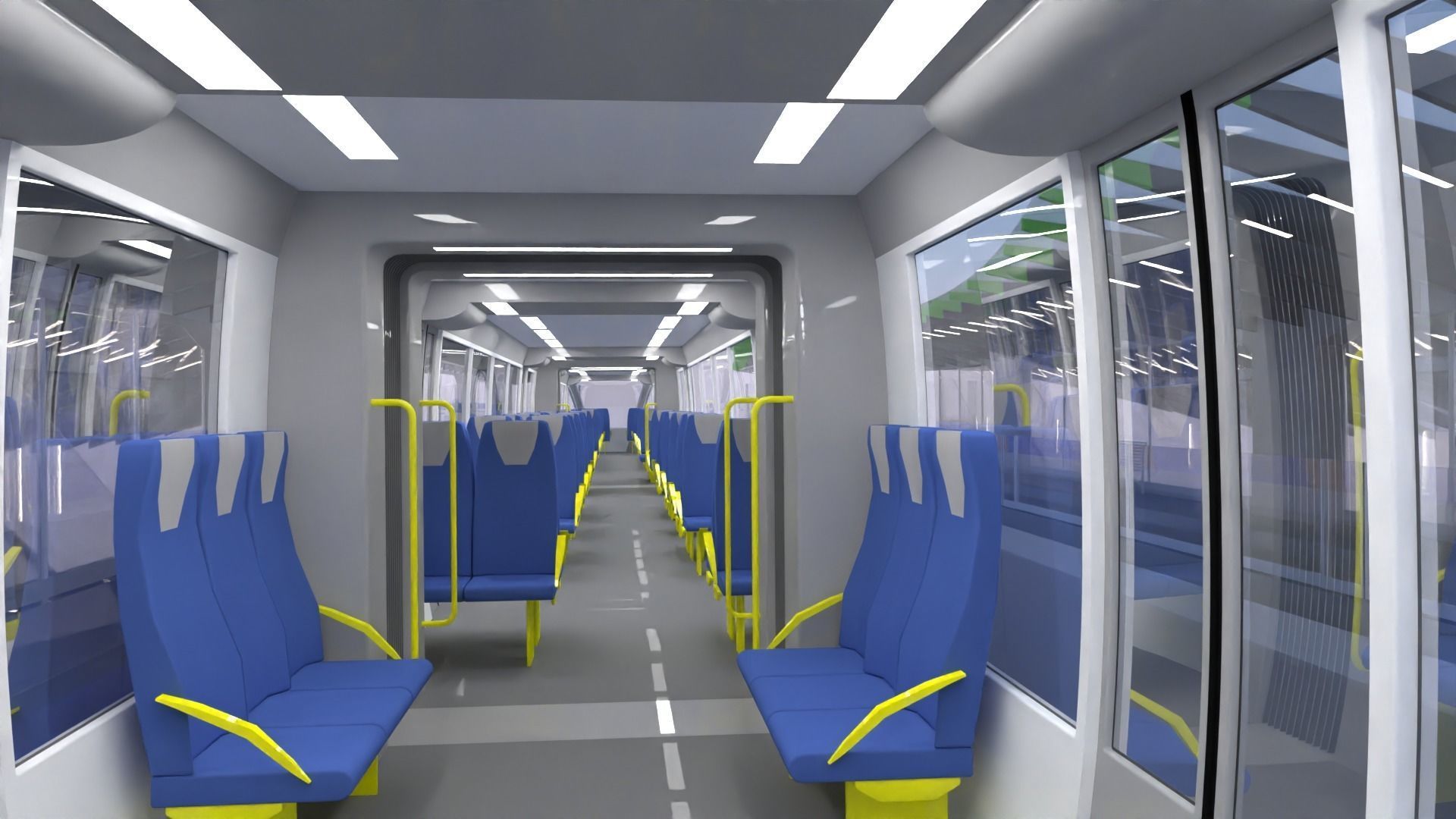 Monorail station with train 2024 3D model_5