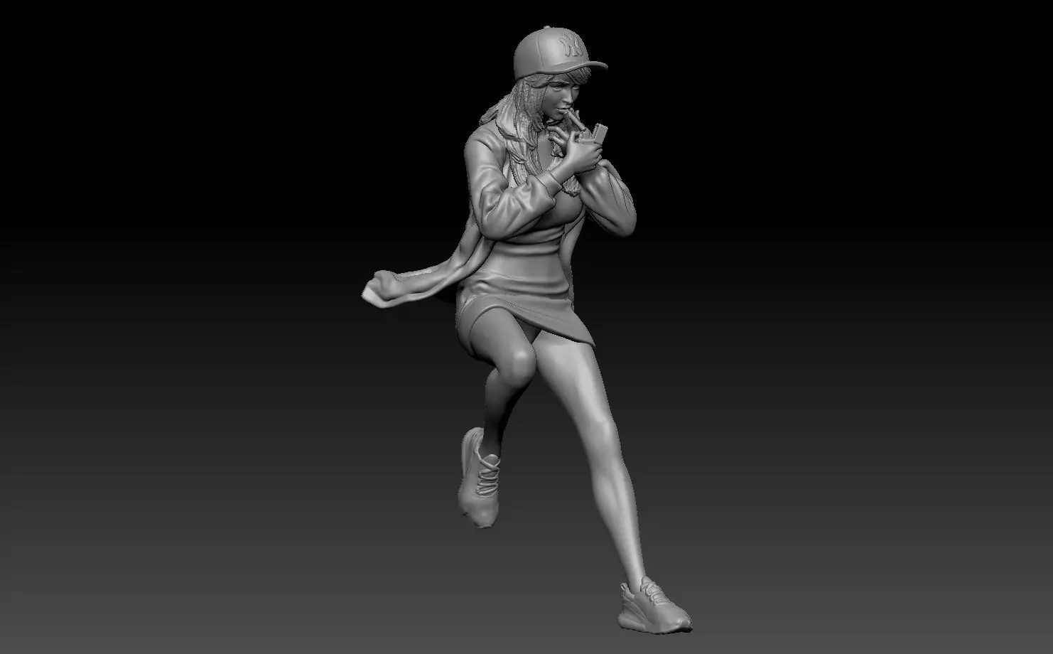 girl skirt smkoing style 3D print model_0